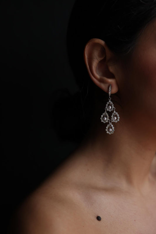Pearl Cascade Chandelier Earrings|Vintage Baazaar 