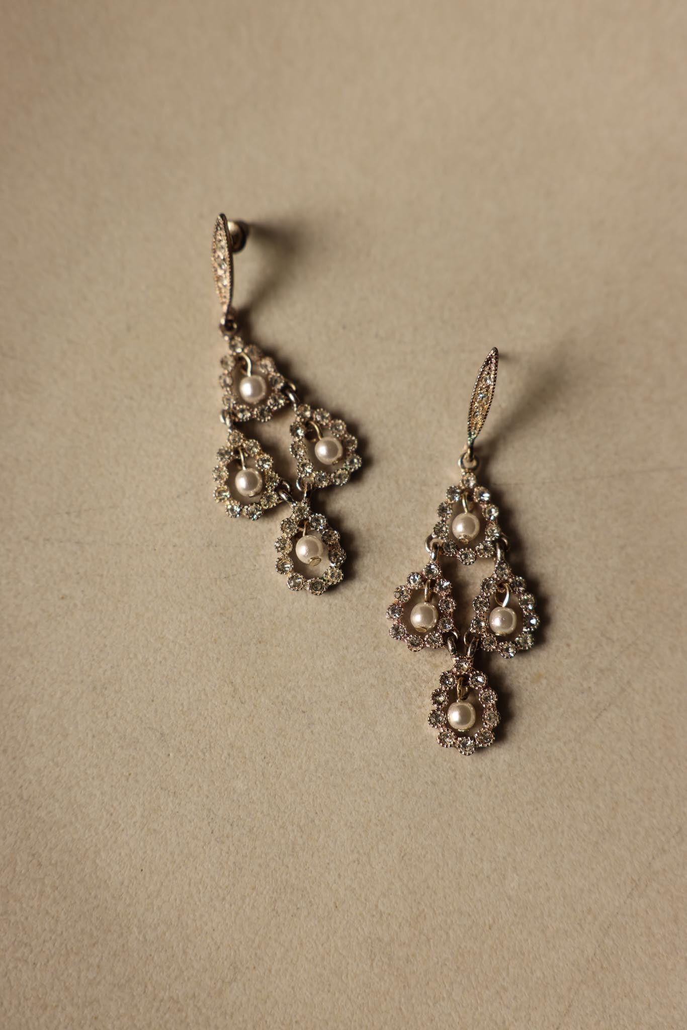 Pearl Cascade Chandelier Earrings|Vintage Baazaar 
