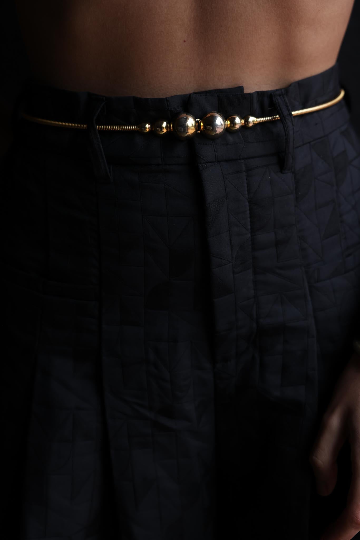 Gold-Tone Stretch Belt with Beaded Accent, 1980s|Vintage Baazaar 