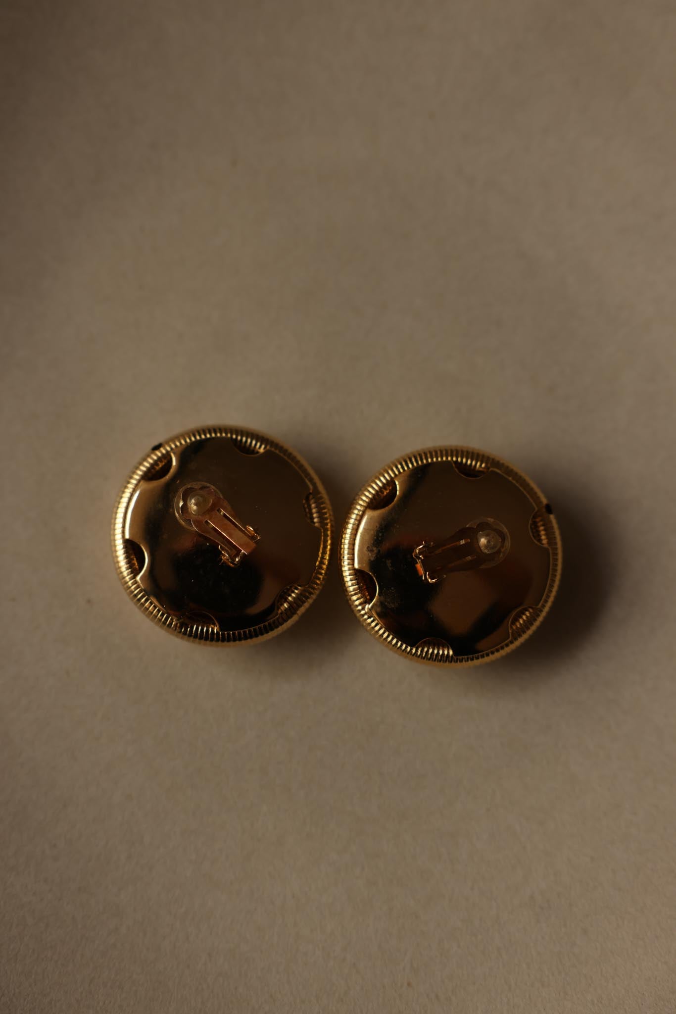 Gold-Tone Textured Round Clip-On Earrings (1980s)