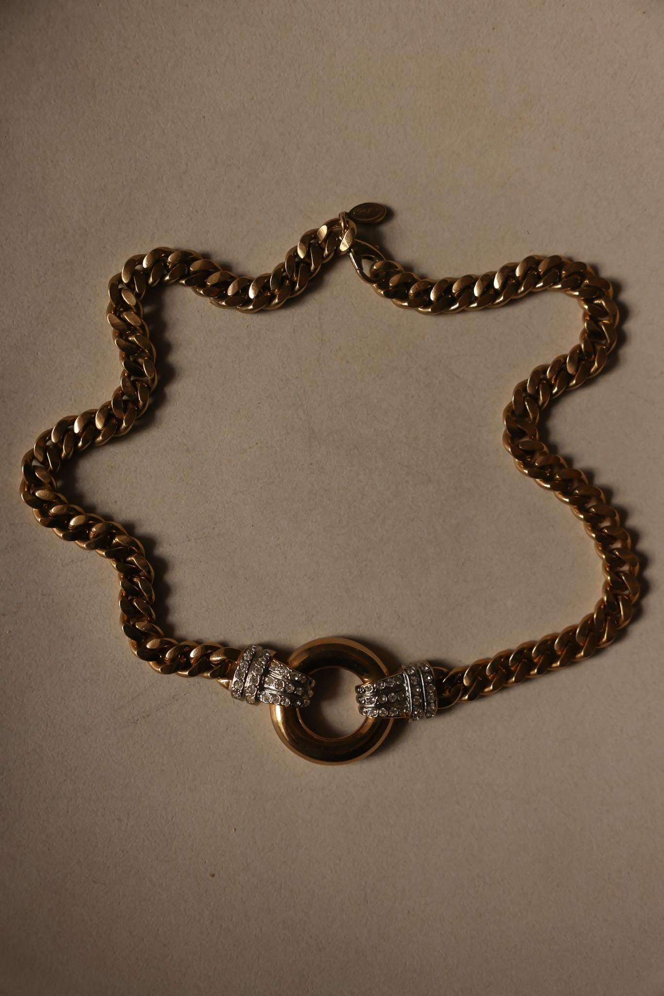 Park Lane Gold-Tone Circle Necklace with Rhinestones – 1980s