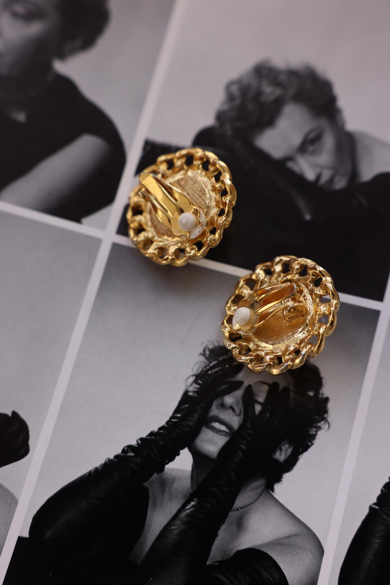Golden Pearl Halo Earrings|Vintage Baazaar 