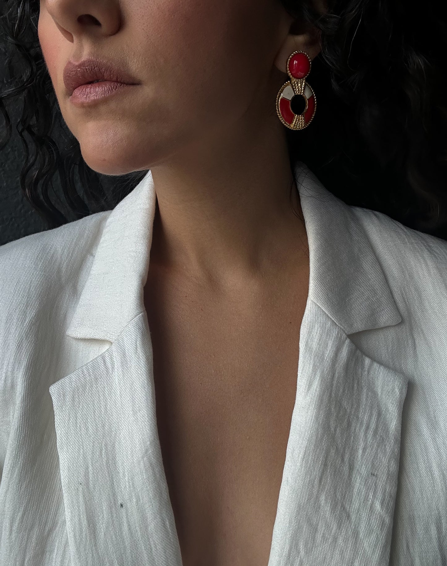 Scarlet Sailor Hoop Earrings|Vintage Baazaar 