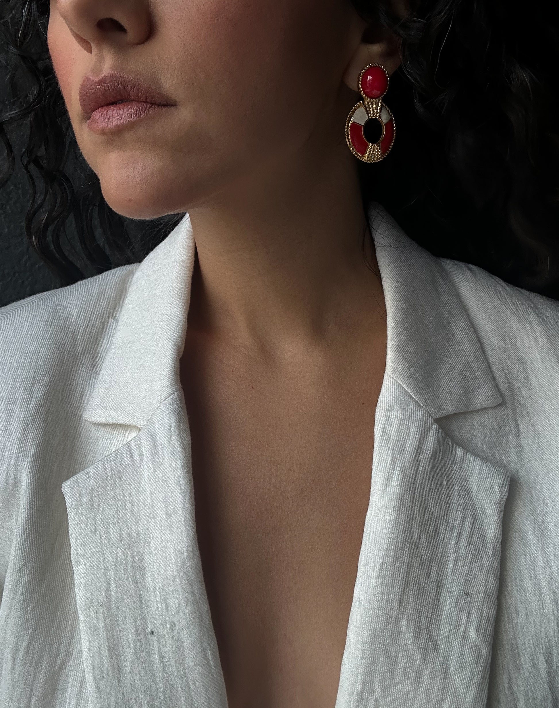 Scarlet Sailor Hoop Earrings|Vintage Baazaar 