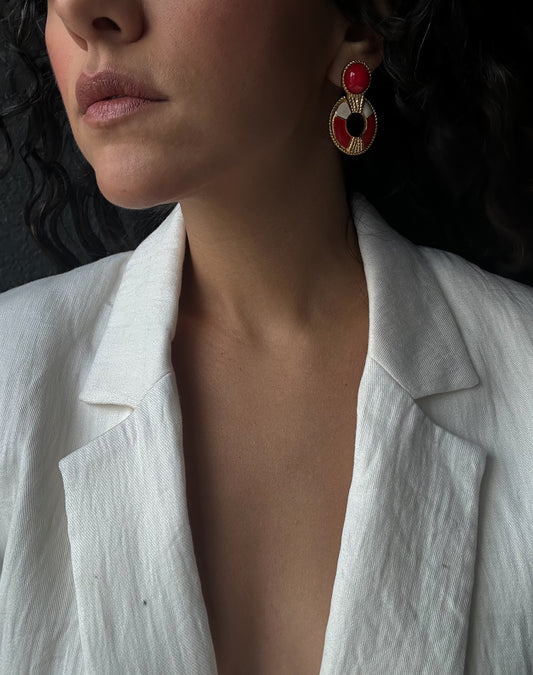 Scarlet Sailor Hoop Earrings|Vintage Baazaar 