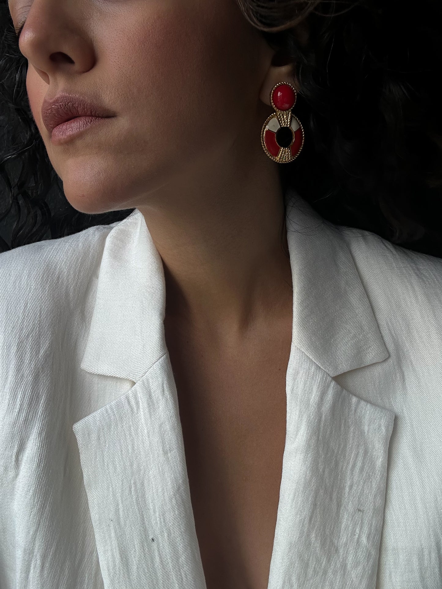 Scarlet Sailor Hoop Earrings|Vintage Baazaar 