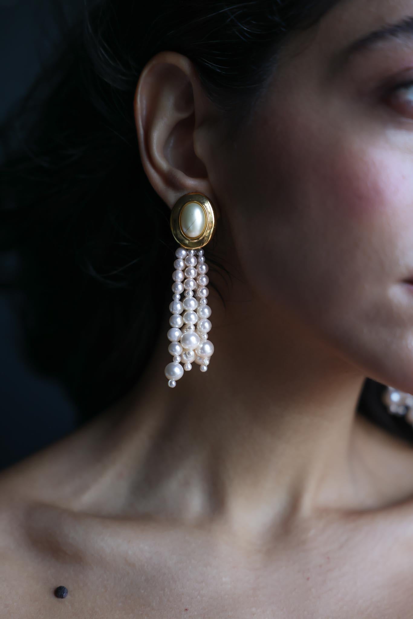 Pearl Cascade Earrings|Vintage Baazaar 
