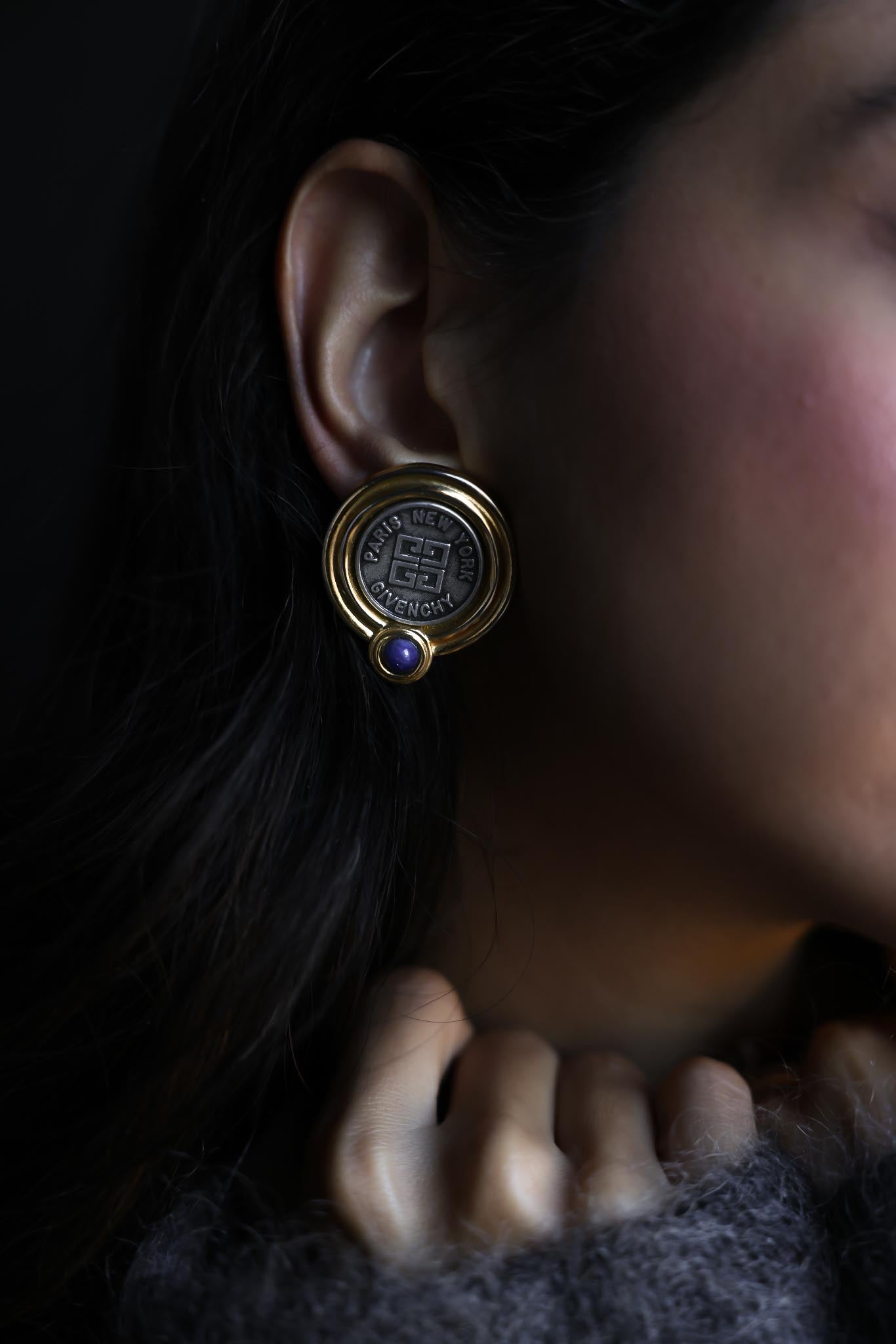 Givenchy Paris New York Logo Coin Earrings|Vintage Baazaar 