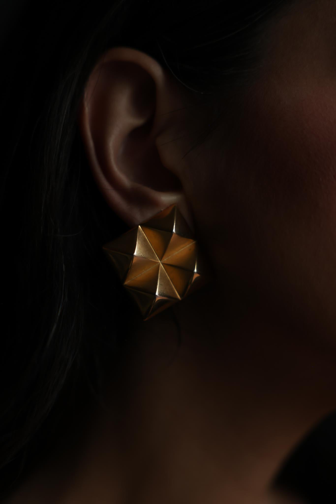 FO Inc Matte Gold Faceted Geometric Clip-On Earrings