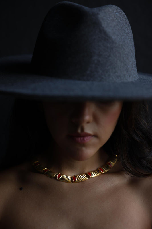 Crimson Wave Collar Necklace|Vintage Baazaar 