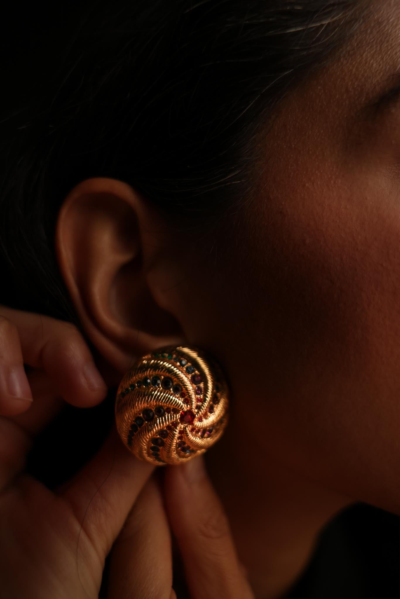 Swarovski Earrings with Colorful Crystals|Vintage Baazaar 