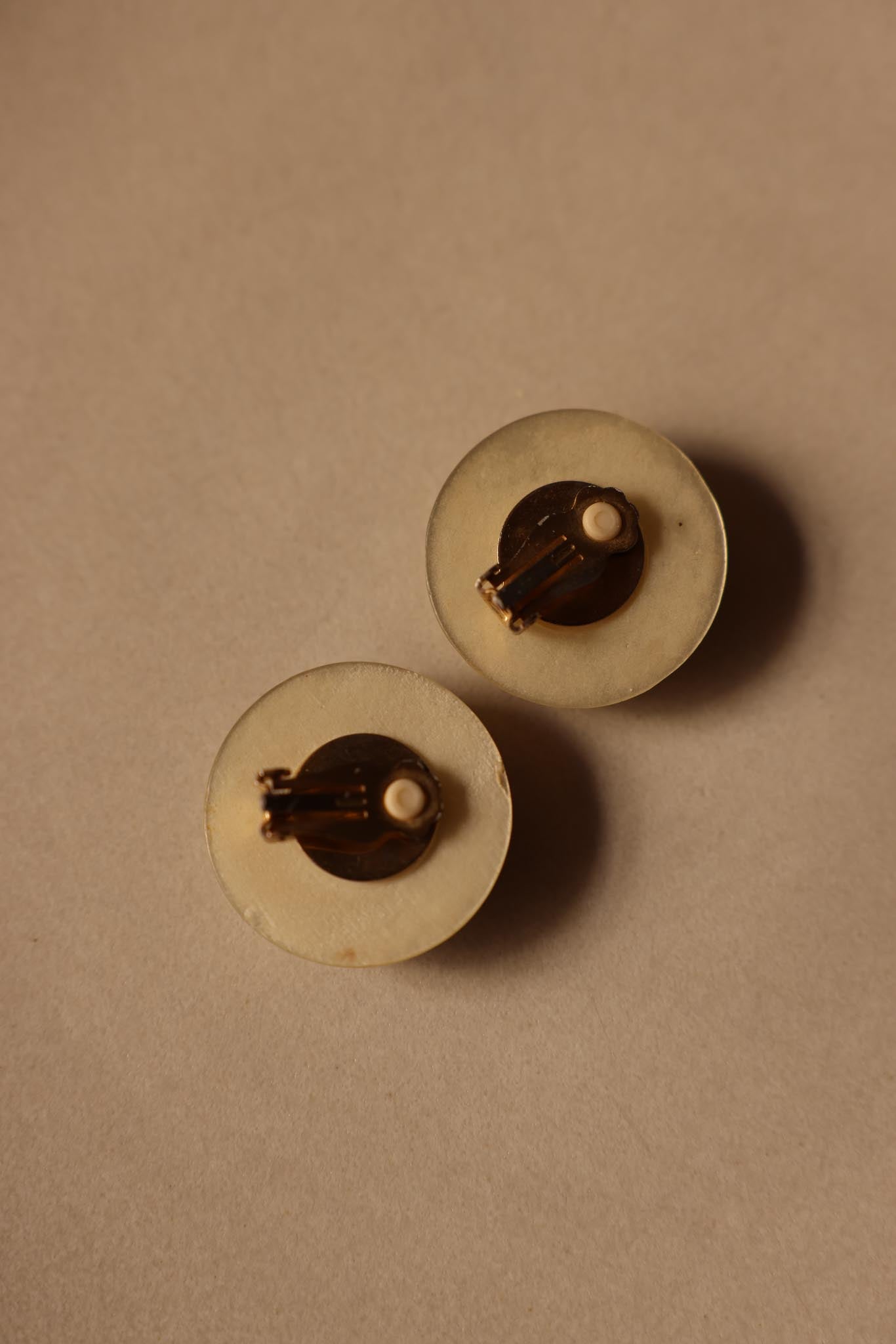 Ivory & Raspberry Cabochon Clip-On Earrings