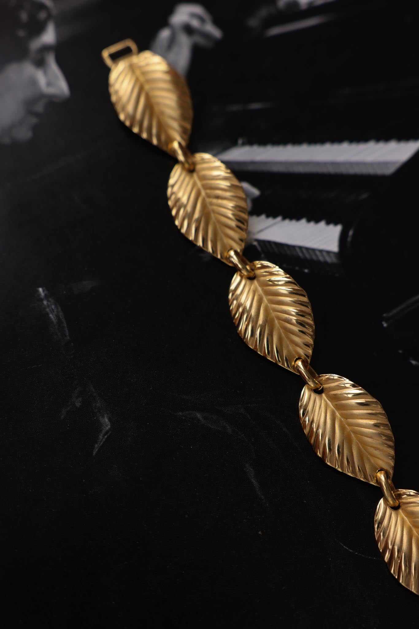 Napier Gold Toned Leaf Link Bracelet|Vintage Baazaar 