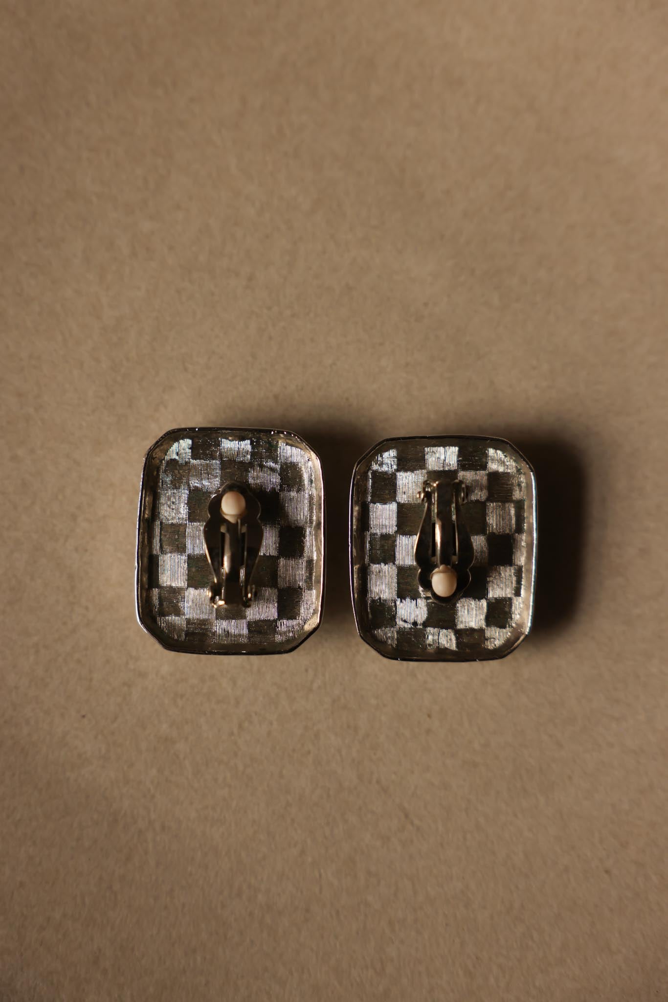 Midnight Frame Clip-On Earrings, 1980s