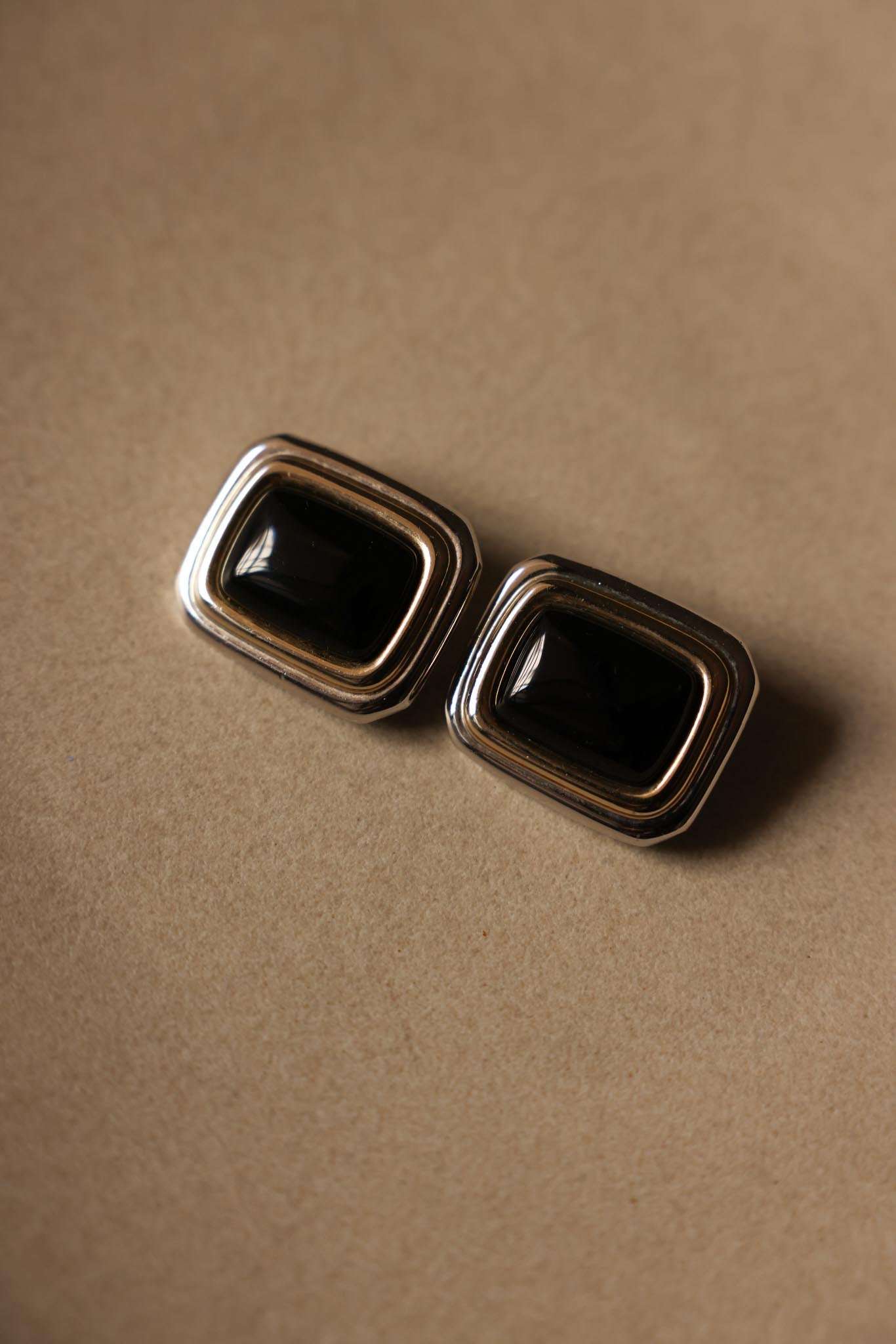 Midnight Frame Clip-On Earrings, 1980s