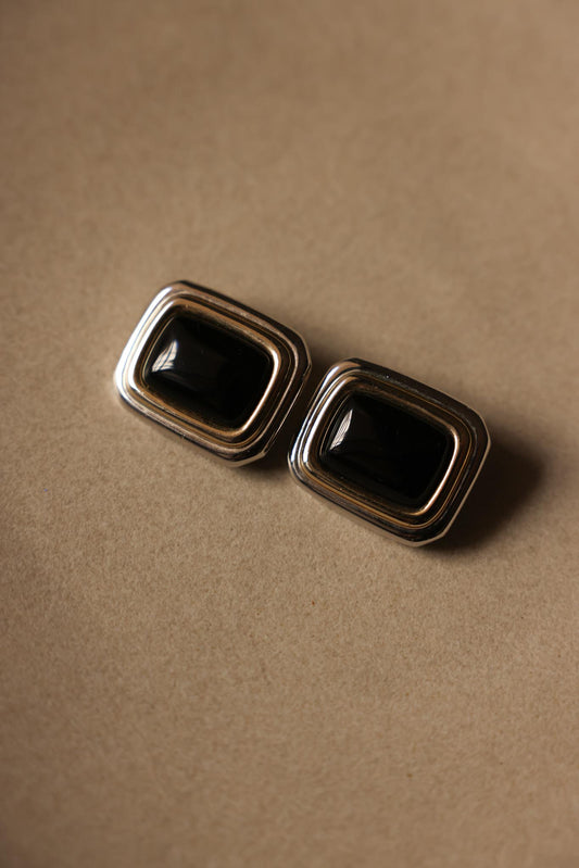 Midnight Frame Clip-On Earrings, 1980s