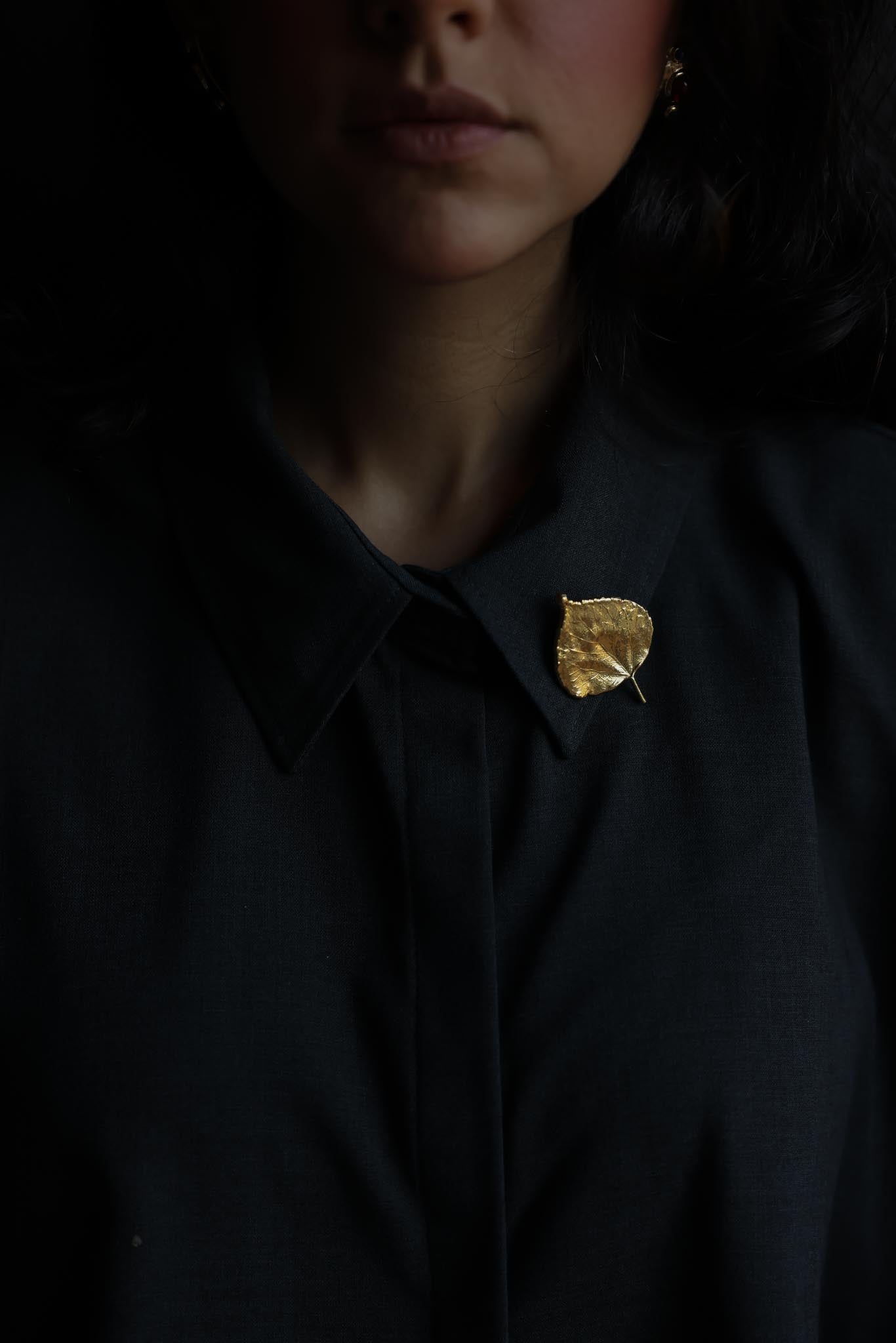 Gold-Tone Leaf Brooch
