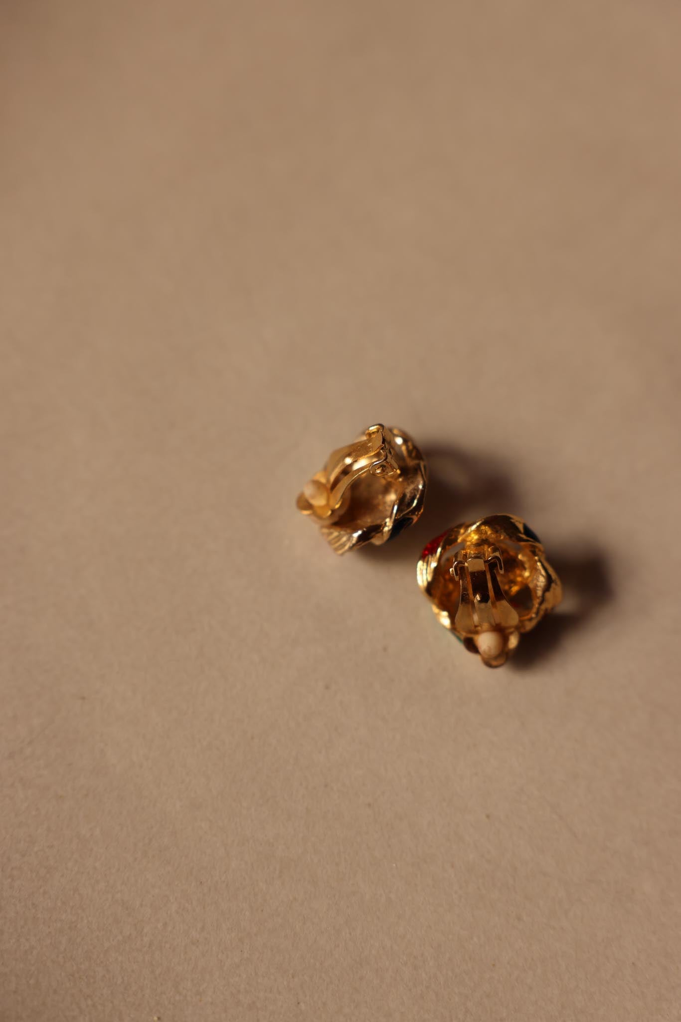 Gold-Tone Enamel Knot Clip-On Earrings