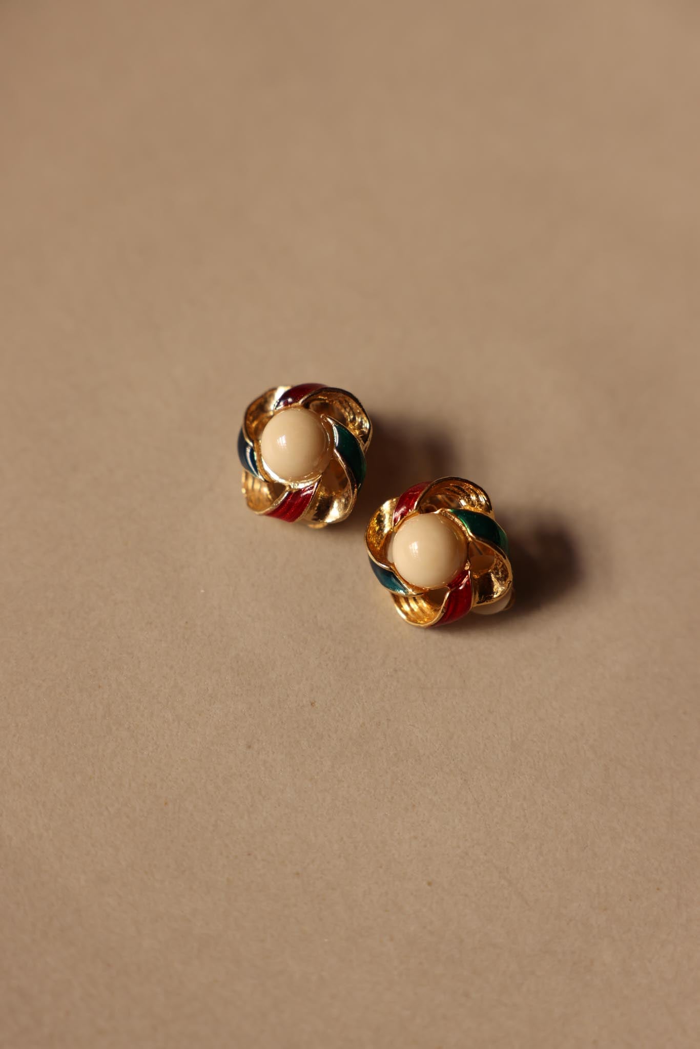 Gold-Tone Enamel Knot Clip-On Earrings