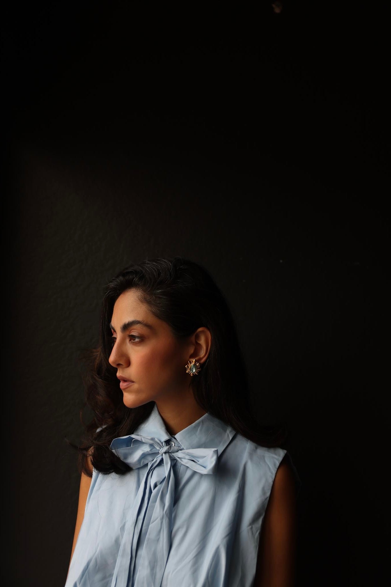 Gold Tone Sunburst Earrings with Iridescent Crystal|Vintage Baazaar 