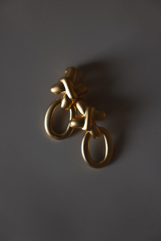 Matte Gold Knot Hoop Clip-On Earrings