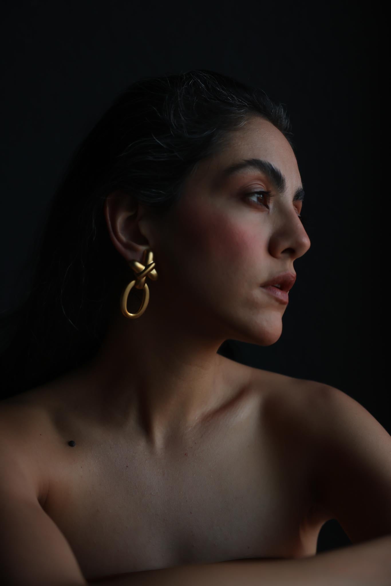 Matte Gold Knot Hoop Clip-On Earrings