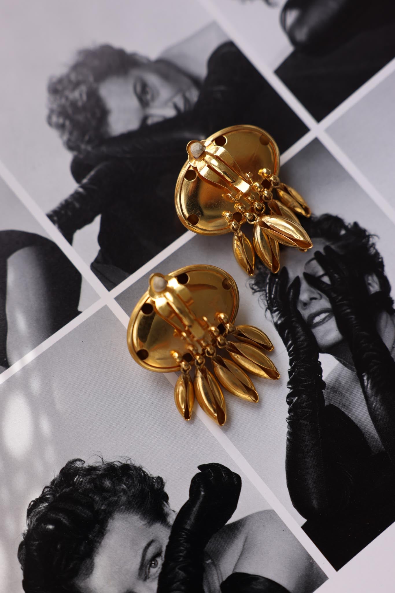 Matte Gold Leaf Cascade  Earrings|Vintage Baazaar 