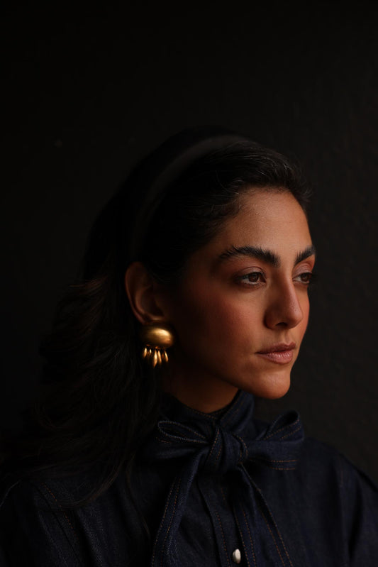 Matte Gold Leaf Cascade  Earrings|Vintage Baazaar 