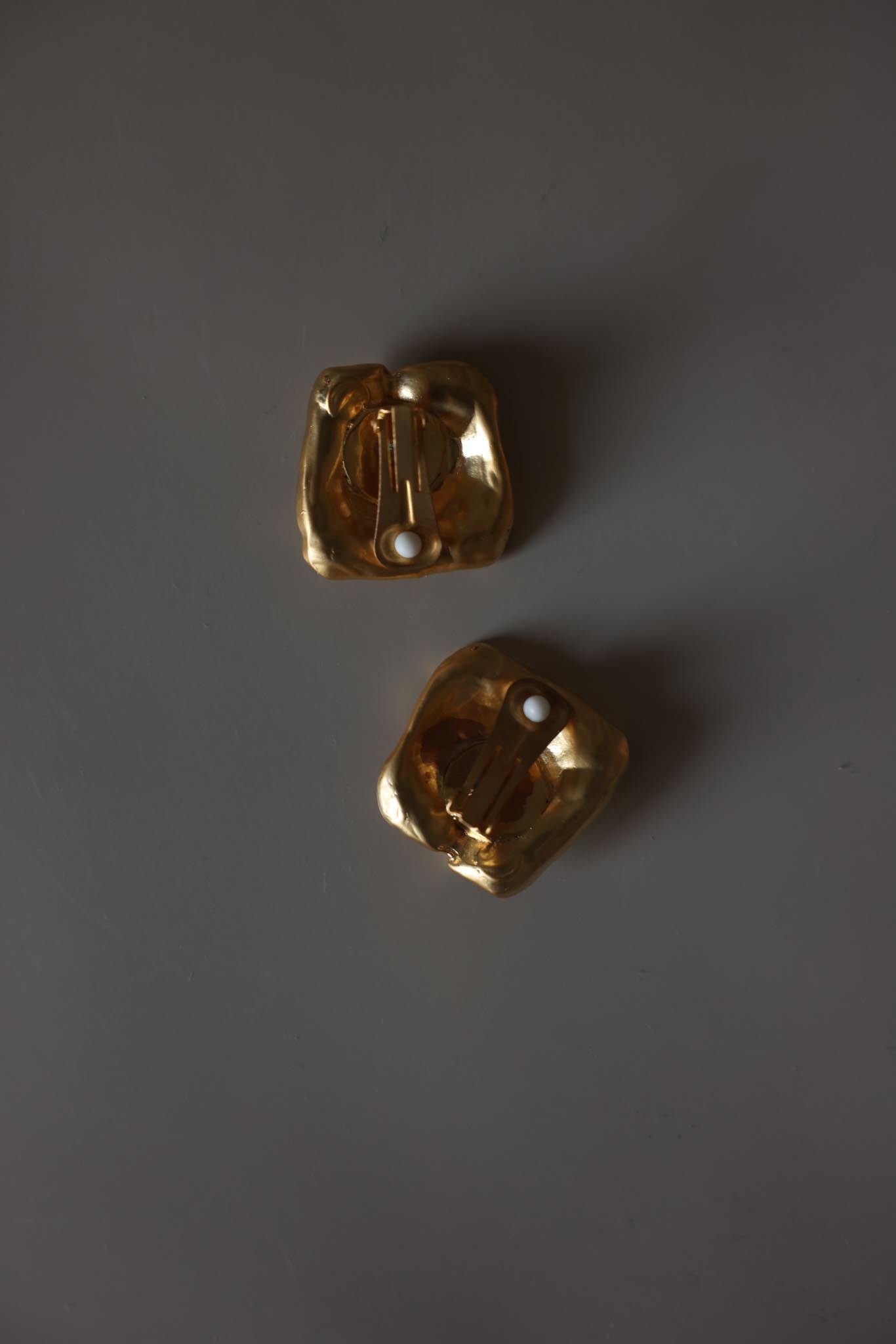 Chunky Matte Gold Sculptural Clip-On Earrings