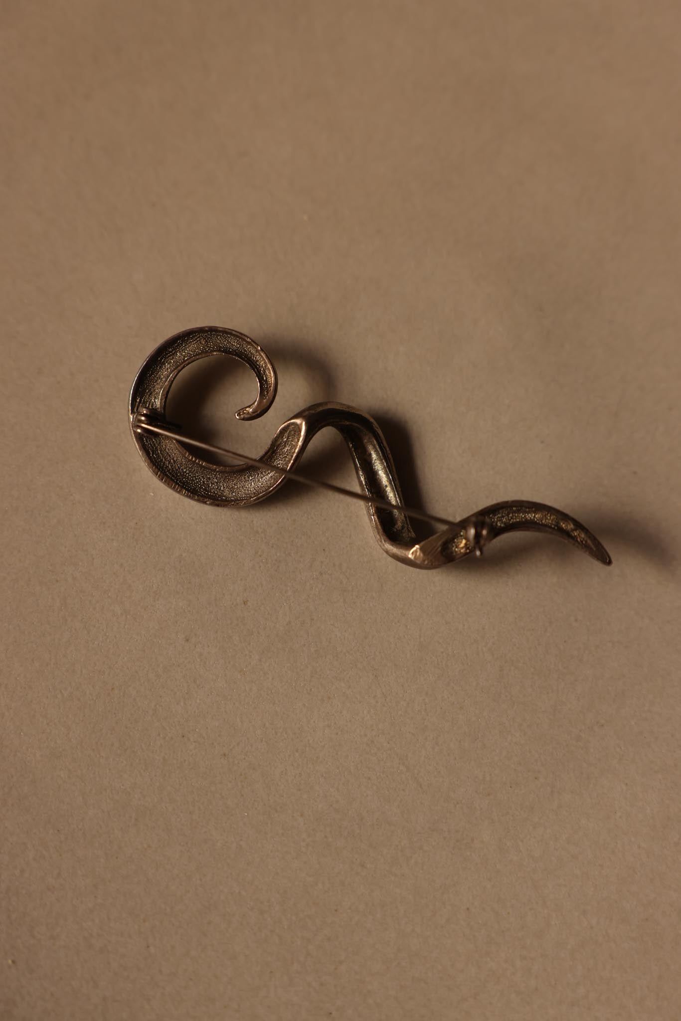 Silver-Tone Abstract Swirl Brooch