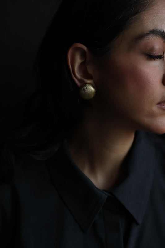 Brushed Gold Dome Clip-On Earrings