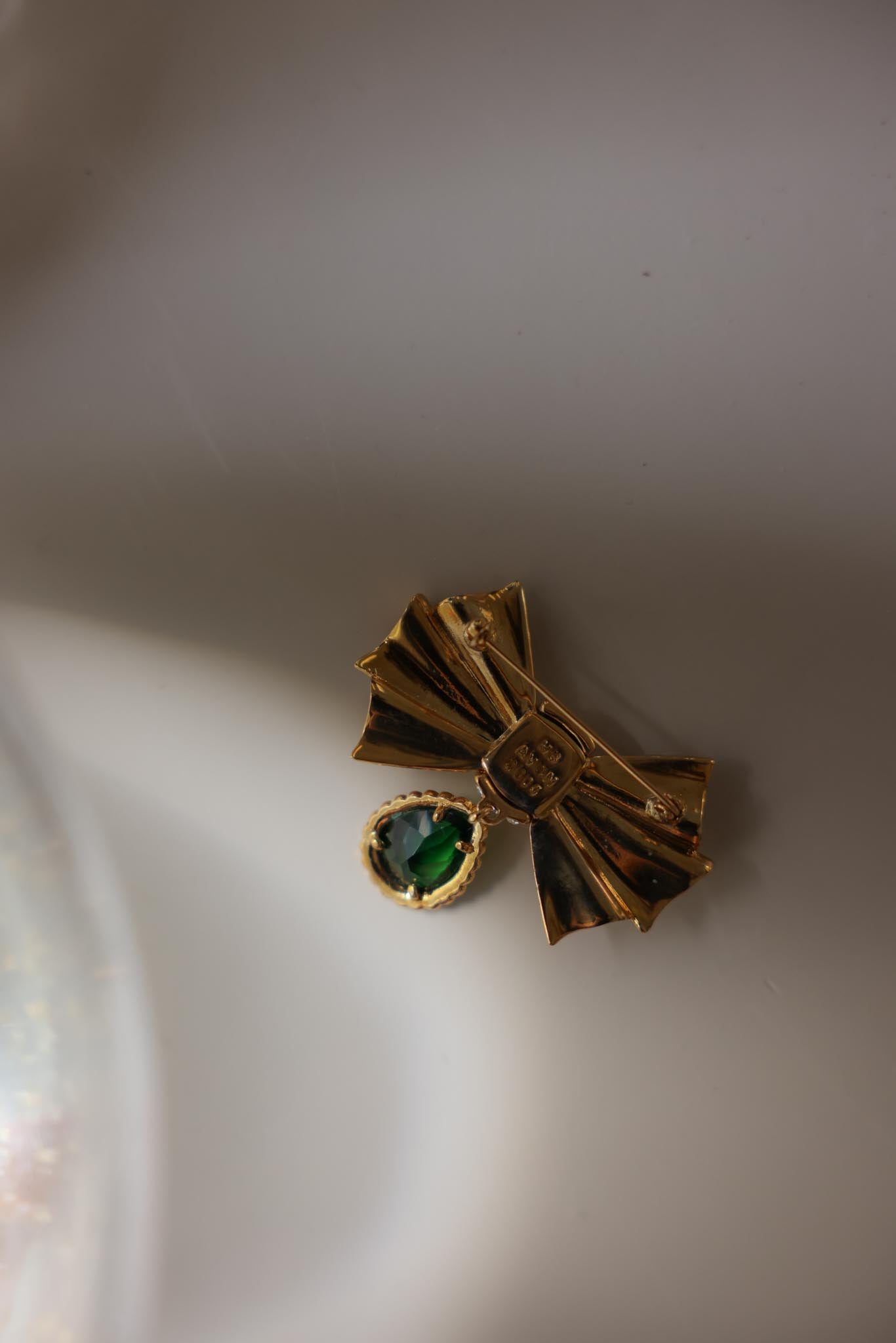 Avon Bow Rhinestone Drop Brooch
