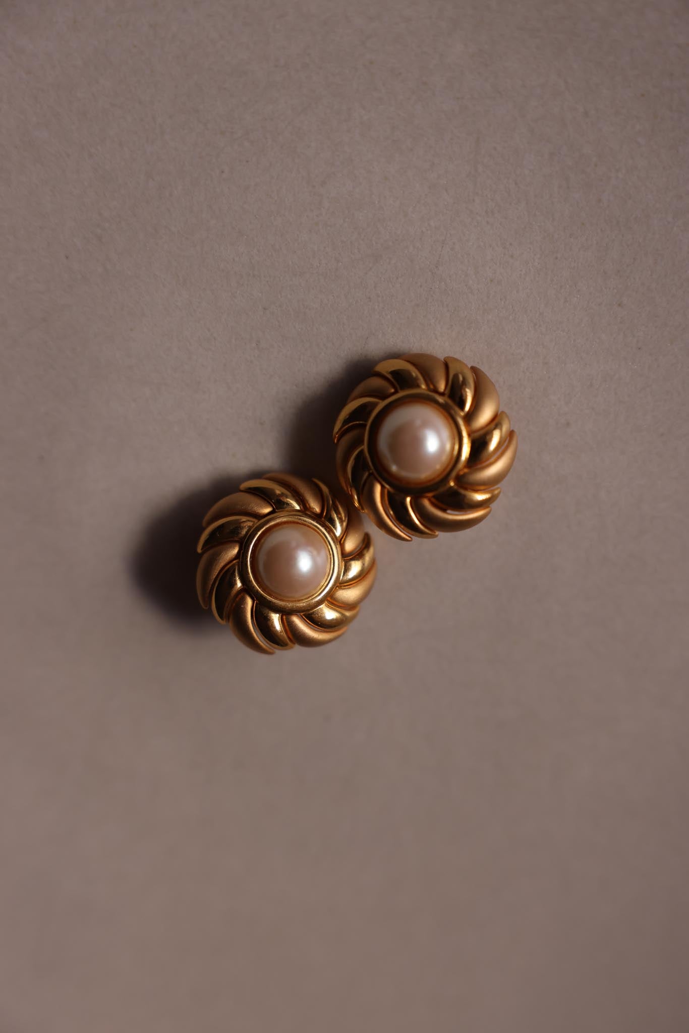 Gold-Tone Swirl Faux Pearl Clip-On Earrings