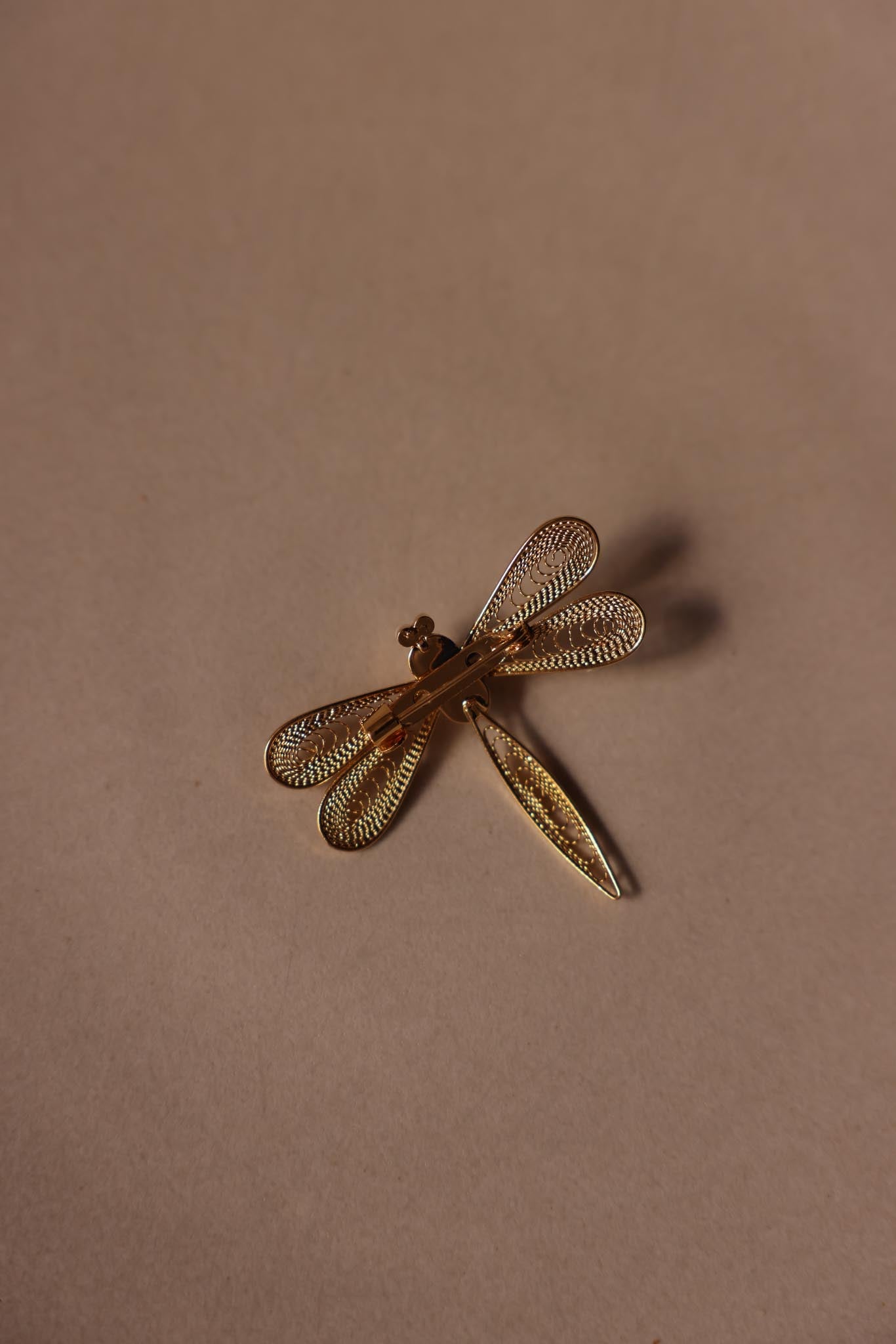 Gold-Tone Dragonfly Faux Pearl Brooch