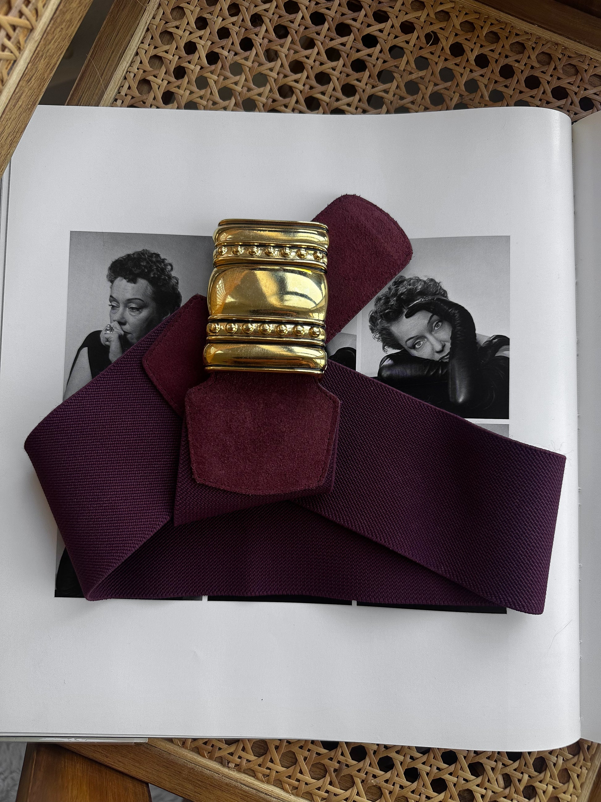 Burgundy & Gold Monarch Belt|Vintage Baazaar 