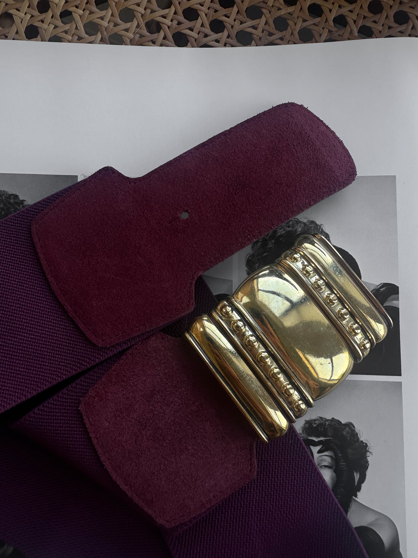 Burgundy & Gold Monarch Belt|Vintage Baazaar 