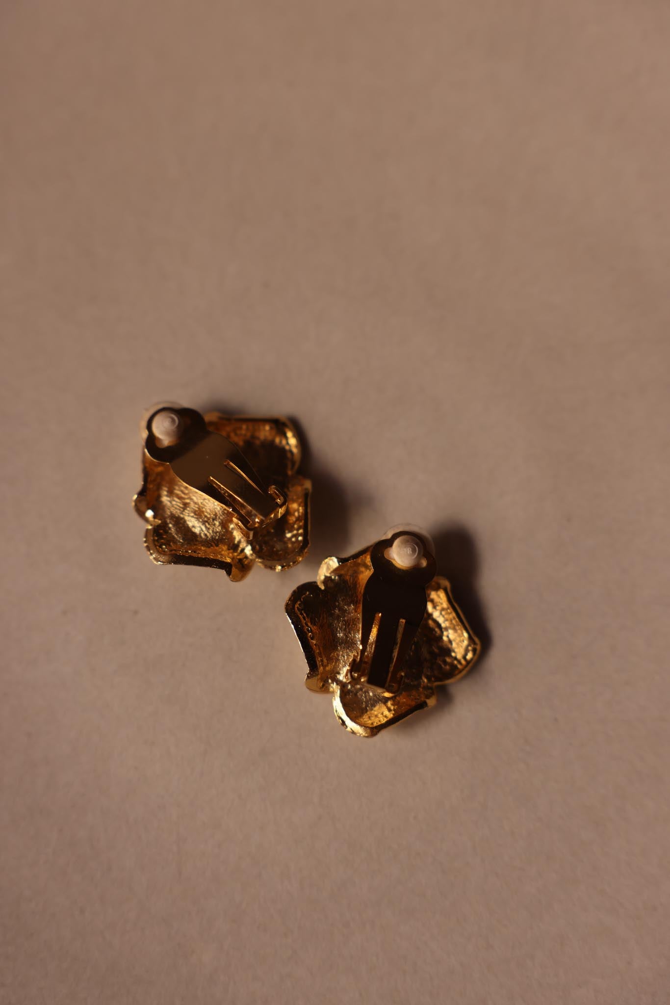 Gold-Tone Floral Faux Pearl Clip-On Earrings