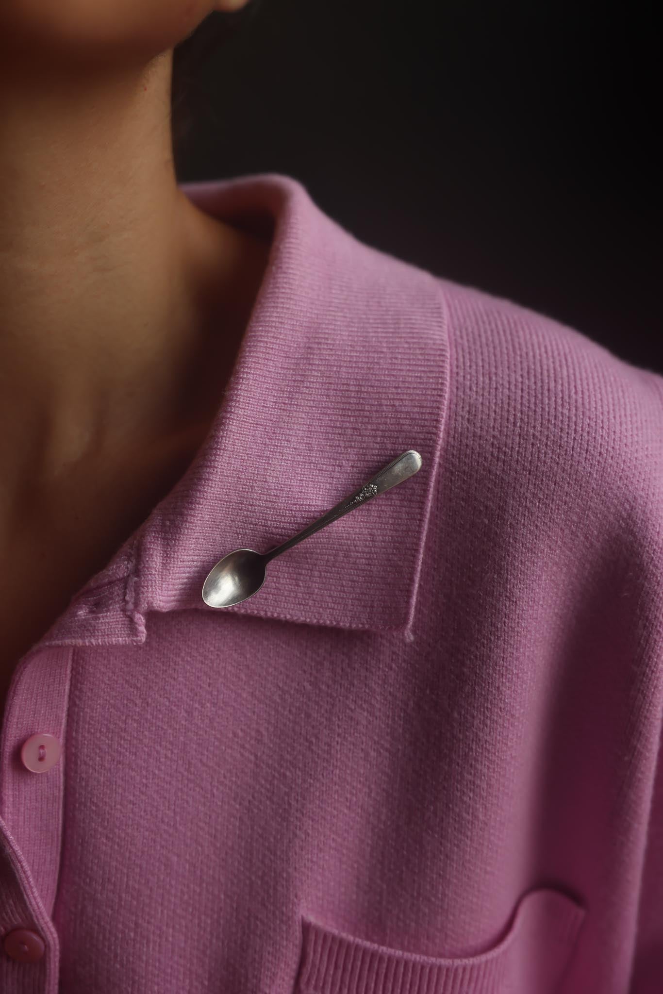 Silver Plated Spoon Brooch