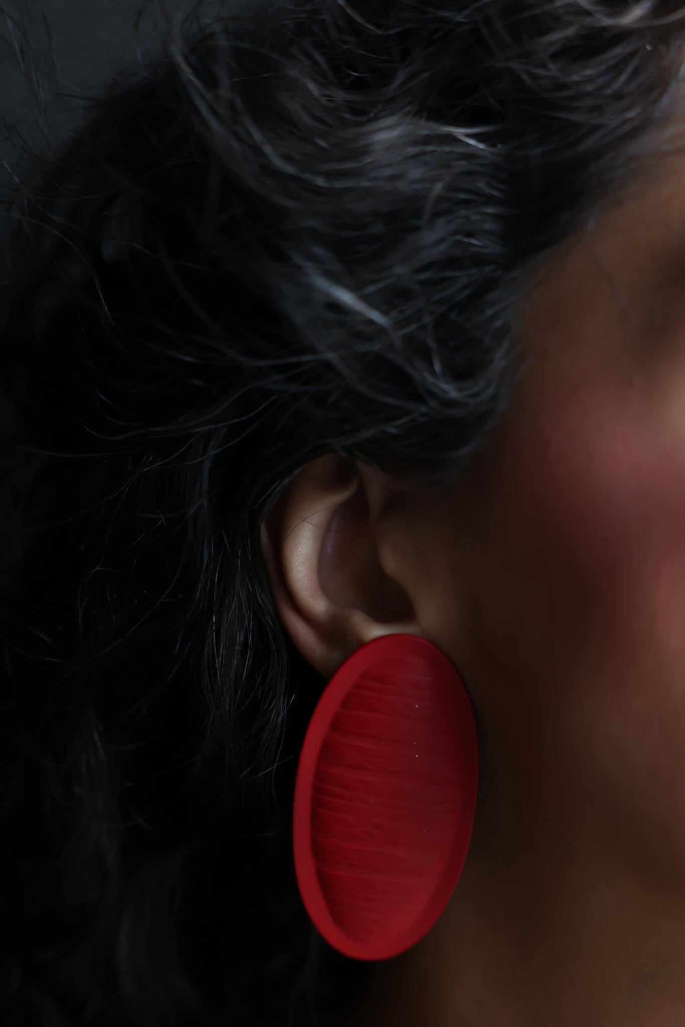 Bold Oval Scarlet Earrings