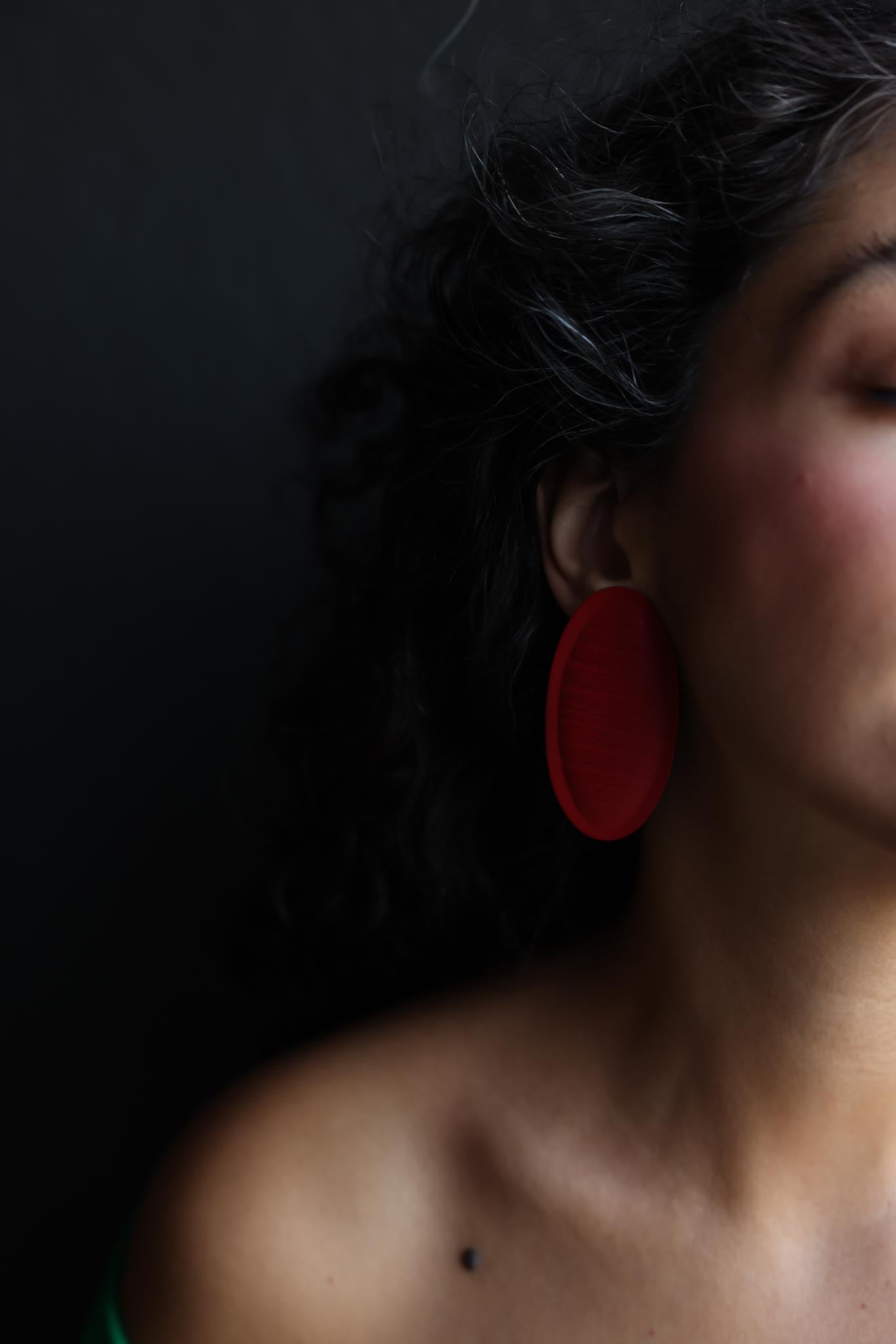 Bold Oval Scarlet Earrings