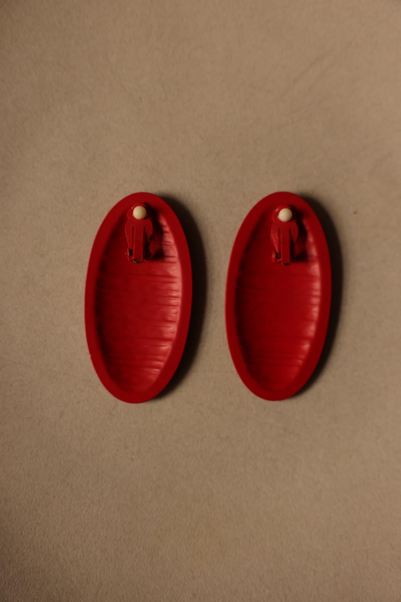 Bold Oval Scarlet Earrings
