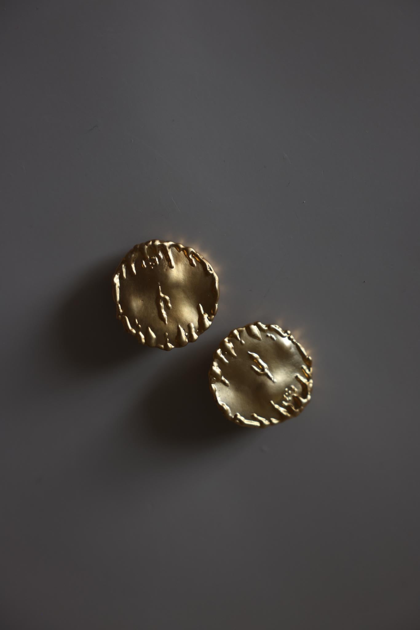 Matte Gold Textured Round Clip-On Earrings|Vintage Baazaar 