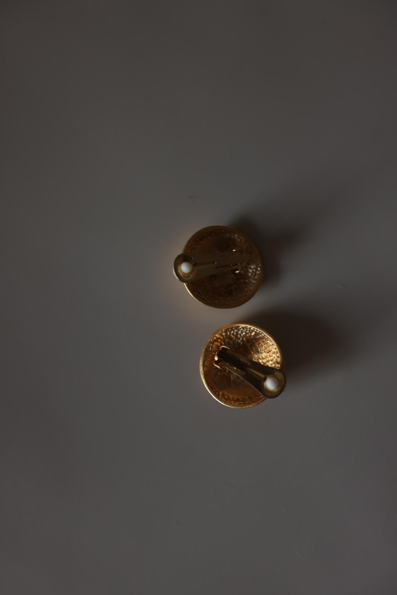 Matte Gold Black Enamel Round Clip-On Earrings