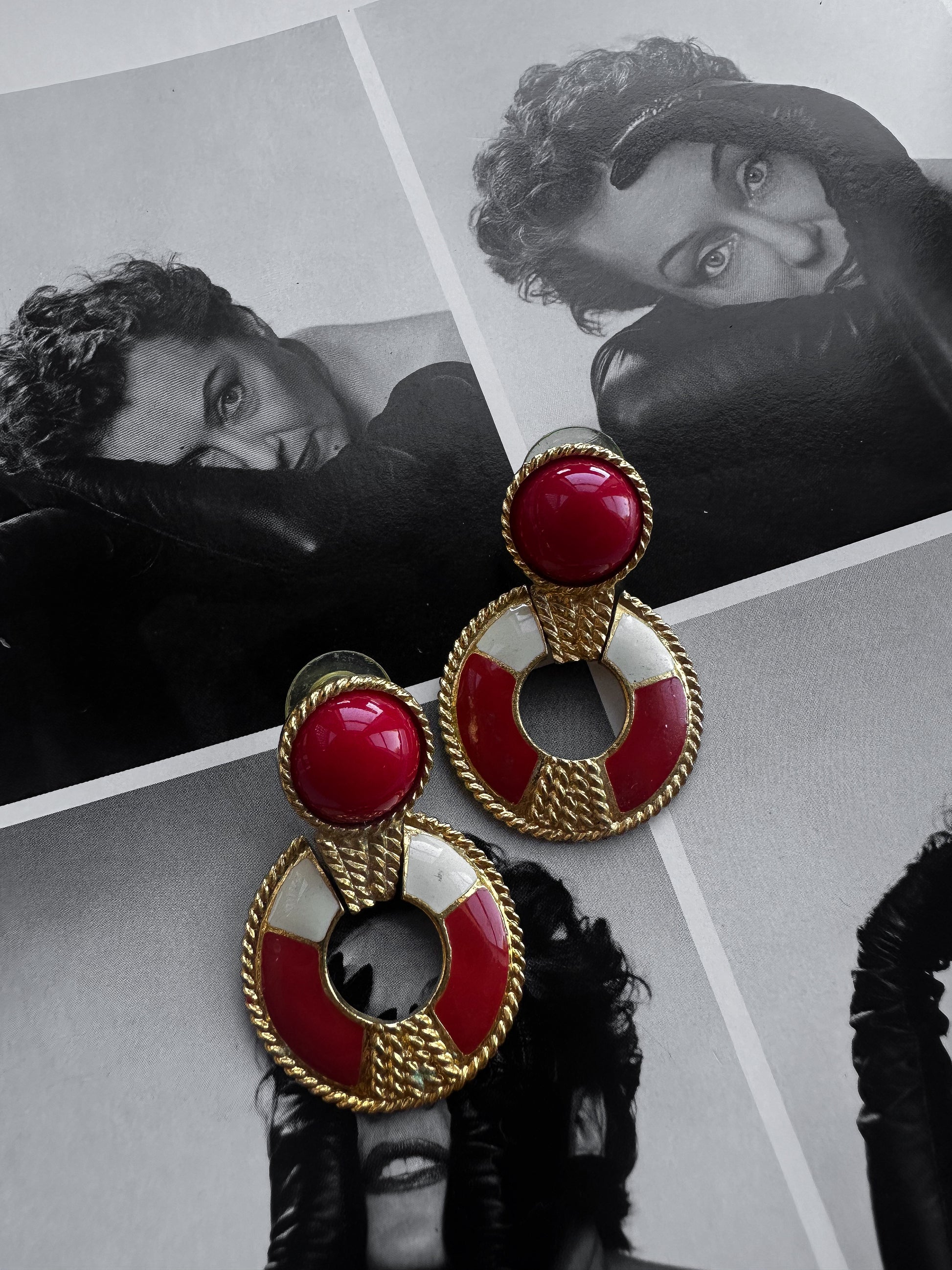 Scarlet Sailor Hoop Earrings|Vintage Baazaar 