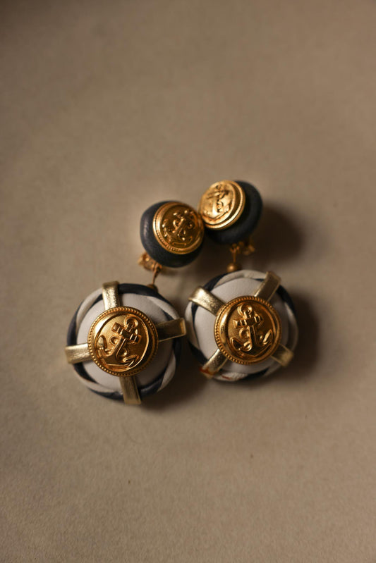 Nautical Anchor Clip-On Earrings with Gold-Tone Accents