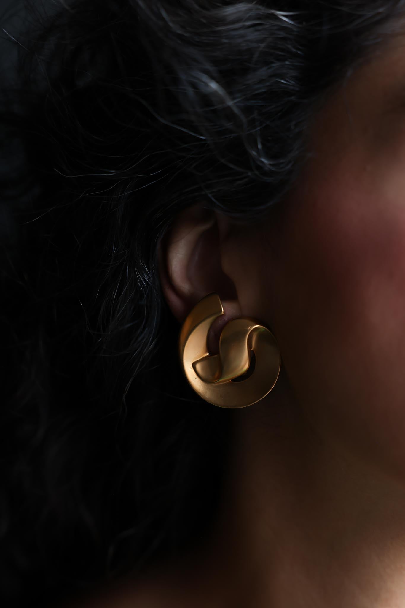 Golden Wave Clip-On Earrings