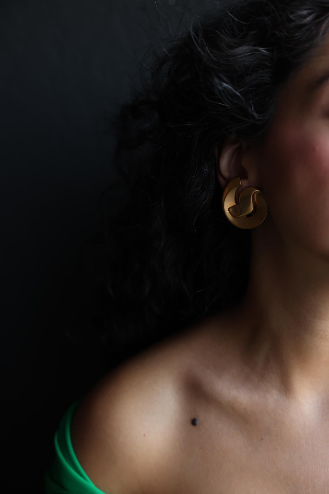 Golden Wave Clip-On Earrings