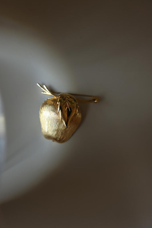 Gold-Tone Apple Brooch