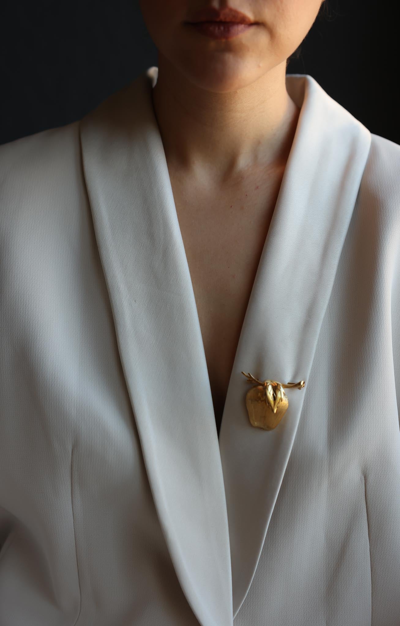 Gold-Tone Apple Brooch