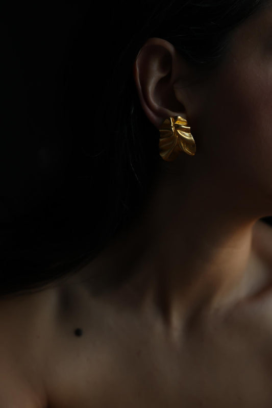 Matte Gold Sculpted Fold Clip-On Earrings